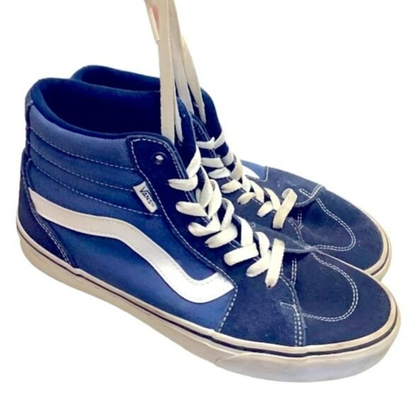 Vans Filmore SK8 Hi Top Suede Canvas Navy Blue sneaker skater shoe like new 9.5 - Picture 3 of 12